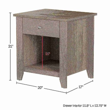 Hastings Home 1-Drawer End Table, Gray 724653KTV